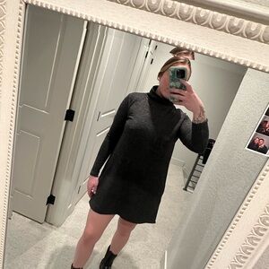Leith Grey Turtleneck Sweater Dress